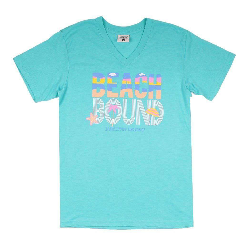 Beach Bound V-Neck Tee Shirt in Heather Seafoam by Jadelynn Brooke - Country Club Prep