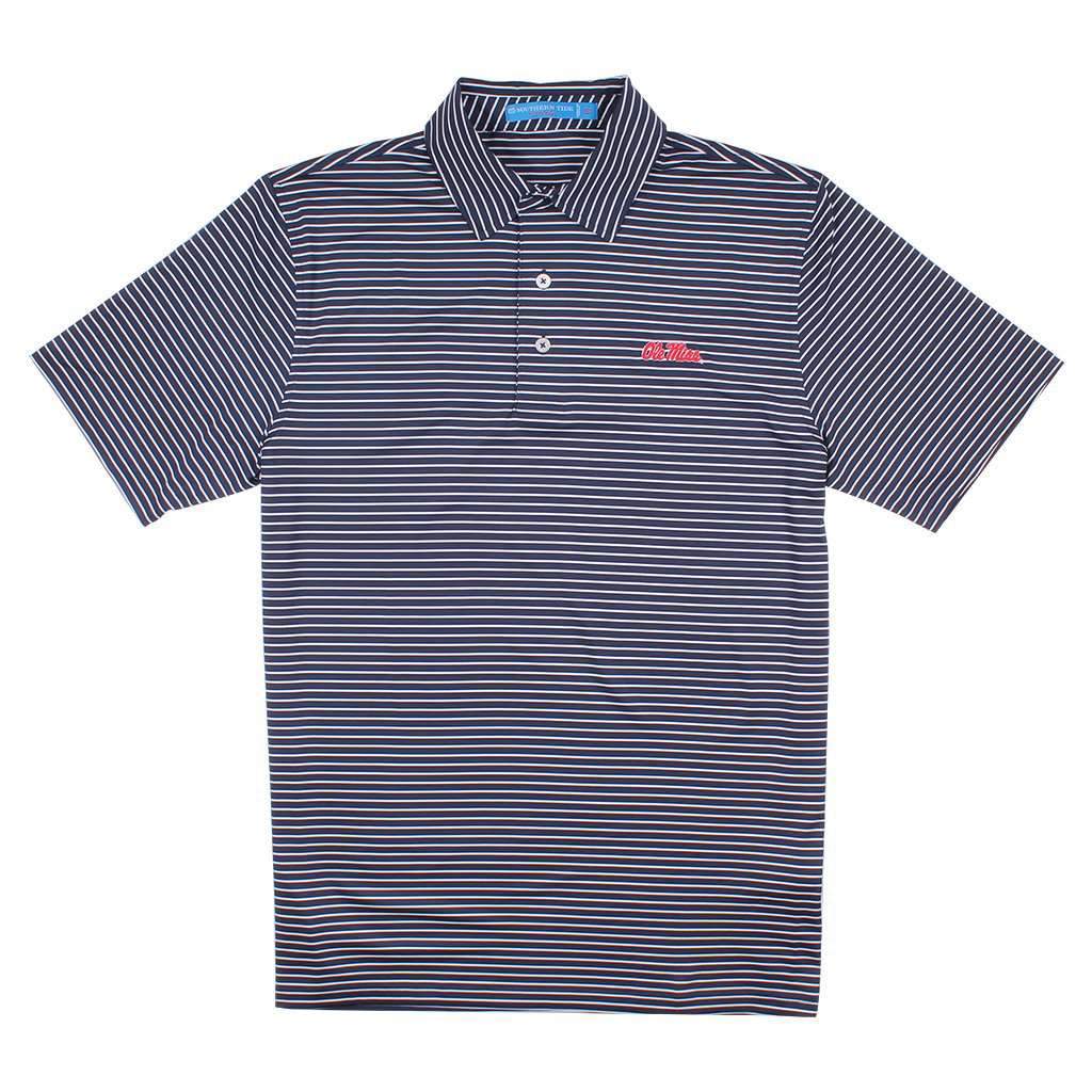 Men's Gameday Stripe Polo- University of Mississippi in Navy by Southern Tide - Country Club Prep