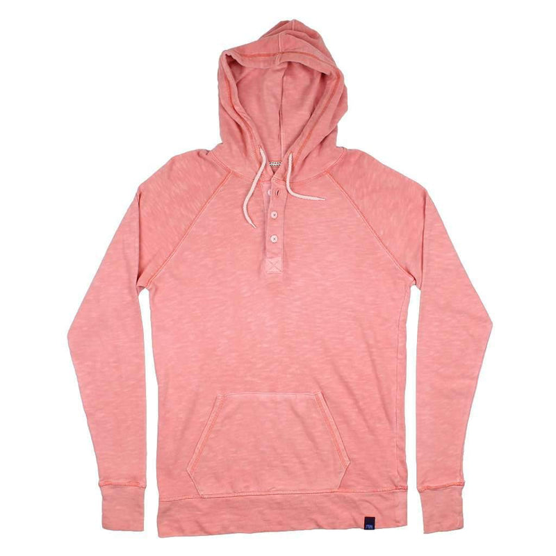 Lightweight Slub Henley Hoodie in Horizon by The Normal Brand - Country Club Prep