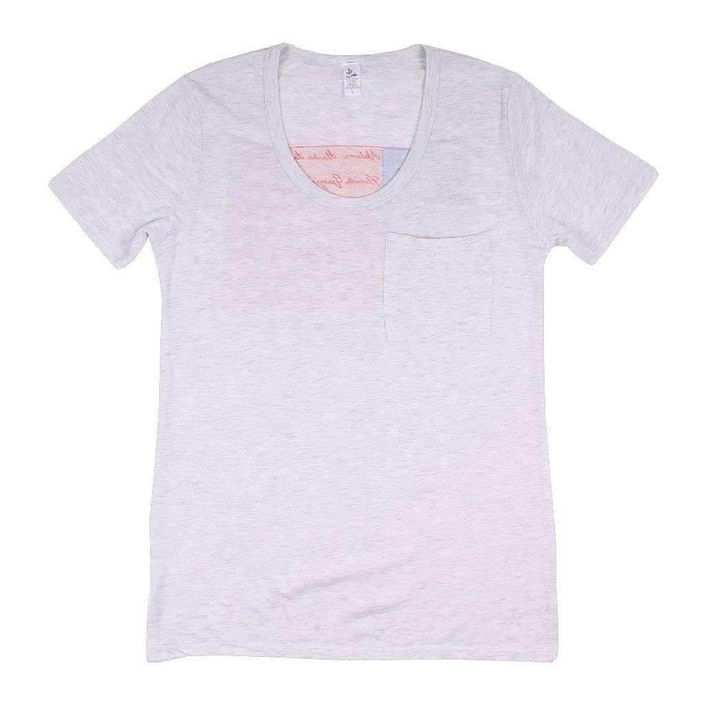 American Flag Scoop Neck Tee in Heathered White by Lily Grace - Country Club Prep