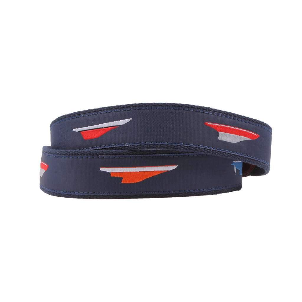12 Metres Boats Leather Tab Belt in Navy by Country Club Prep - Country Club Prep