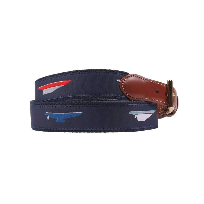 12 Metres Boats Leather Tab Belt in Navy by Country Club Prep - Country Club Prep