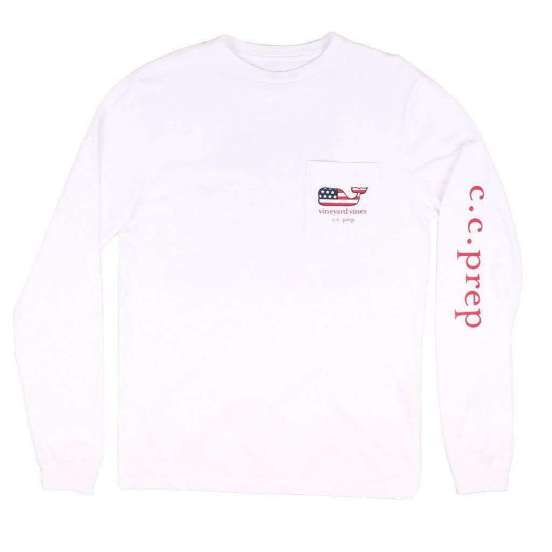 Jeep Back C.C. Prep Long Sleeve Tee Shirt in White Cap by Vineyard Vines - Country Club Prep