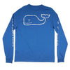 Custom Vintage Whale Graphic Long Sleeve Tee Shirt in Royal Blue by Vineyard Vines - Country Club Prep