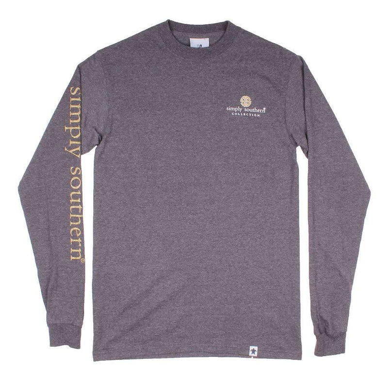 Long Sleeve Preppy Y'all Tee in Dark Heather Grey by Simply Southern - Country Club Prep