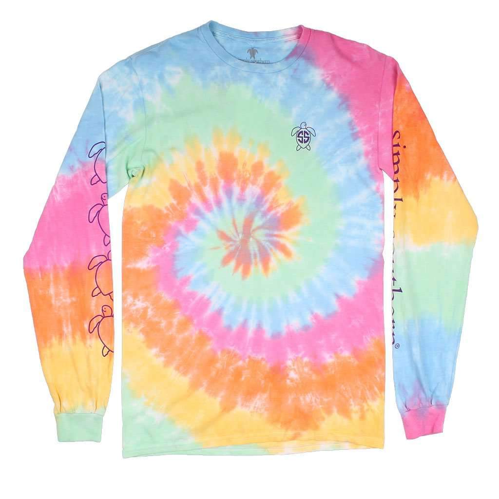 Long Sleeve Save the Turtles Logo Tie Dye Tee by Simply Southern - Country Club Prep
