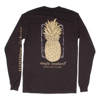 Long Sleeve Preppy Pineapple Tee in Black by Simply Southern - Country Club Prep