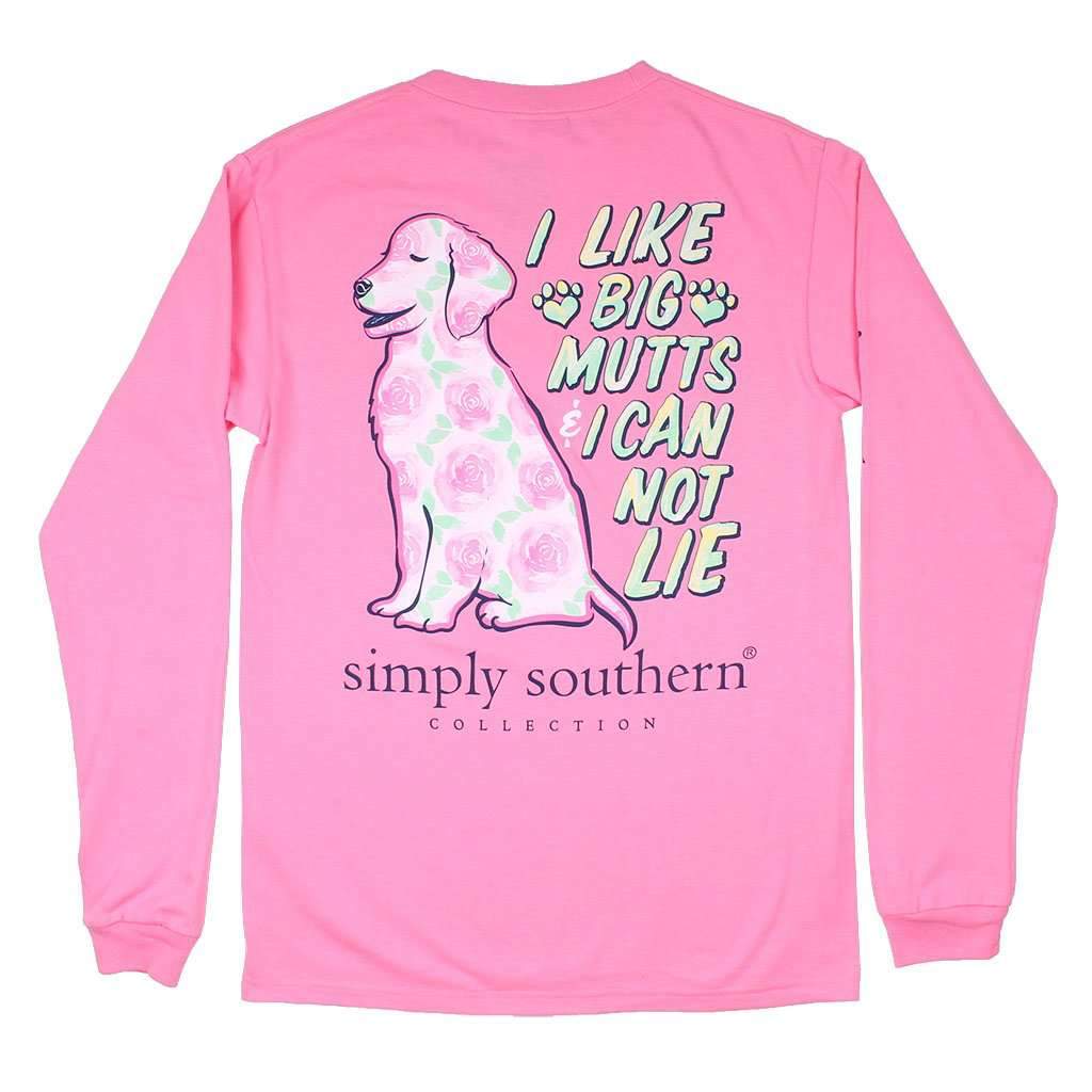 Long Sleeve Preppy Mutt Tee in Flamingo by Simply Southern - Country Club Prep