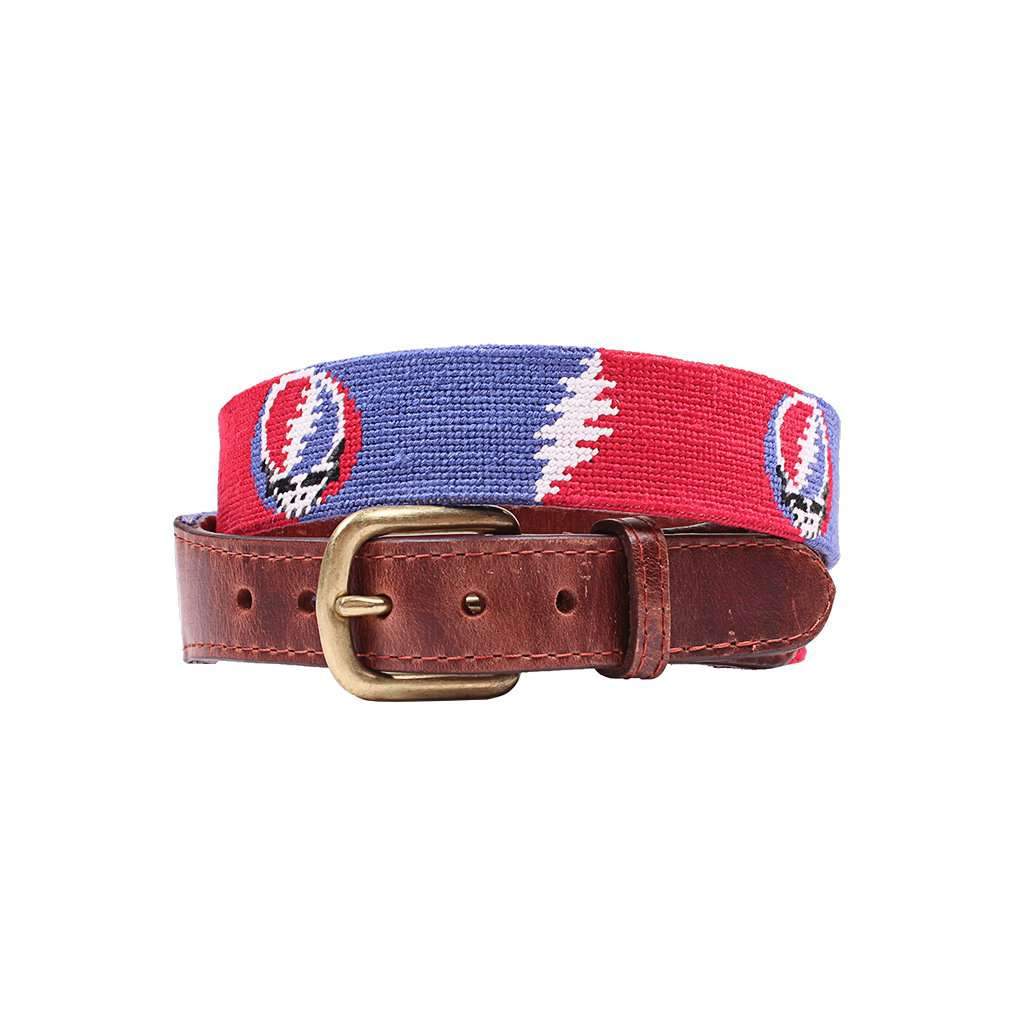 Steal Your Face Bolts Needlepoint Belt by Smathers & Branson - Country Club Prep