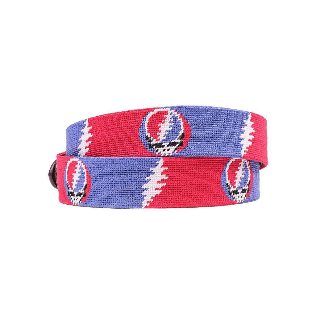 Steal Your Face Bolts Needlepoint Belt by Smathers & Branson - Country Club Prep