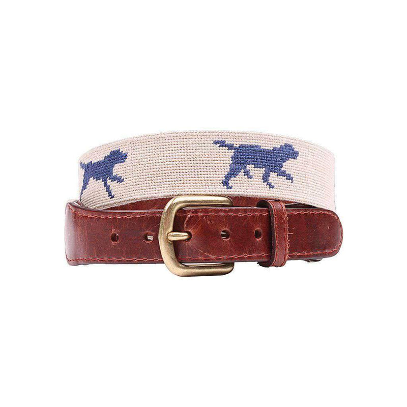 Dogs at Play Needlepoint Belt in Light Khaki by Smathers & Branson - Country Club Prep