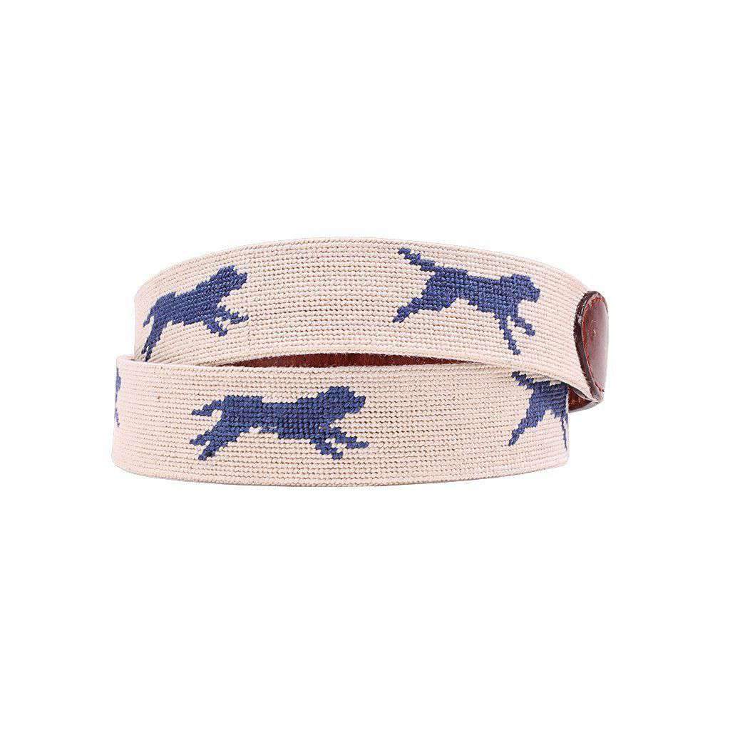 Dogs at Play Needlepoint Belt in Light Khaki by Smathers & Branson - Country Club Prep