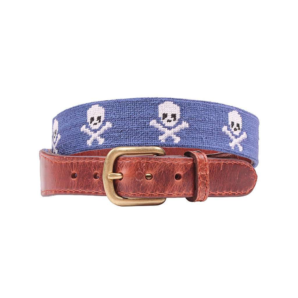 Jolly Roger Needlepoint Belt in Classic Navy by Smathers & Branson - Country Club Prep