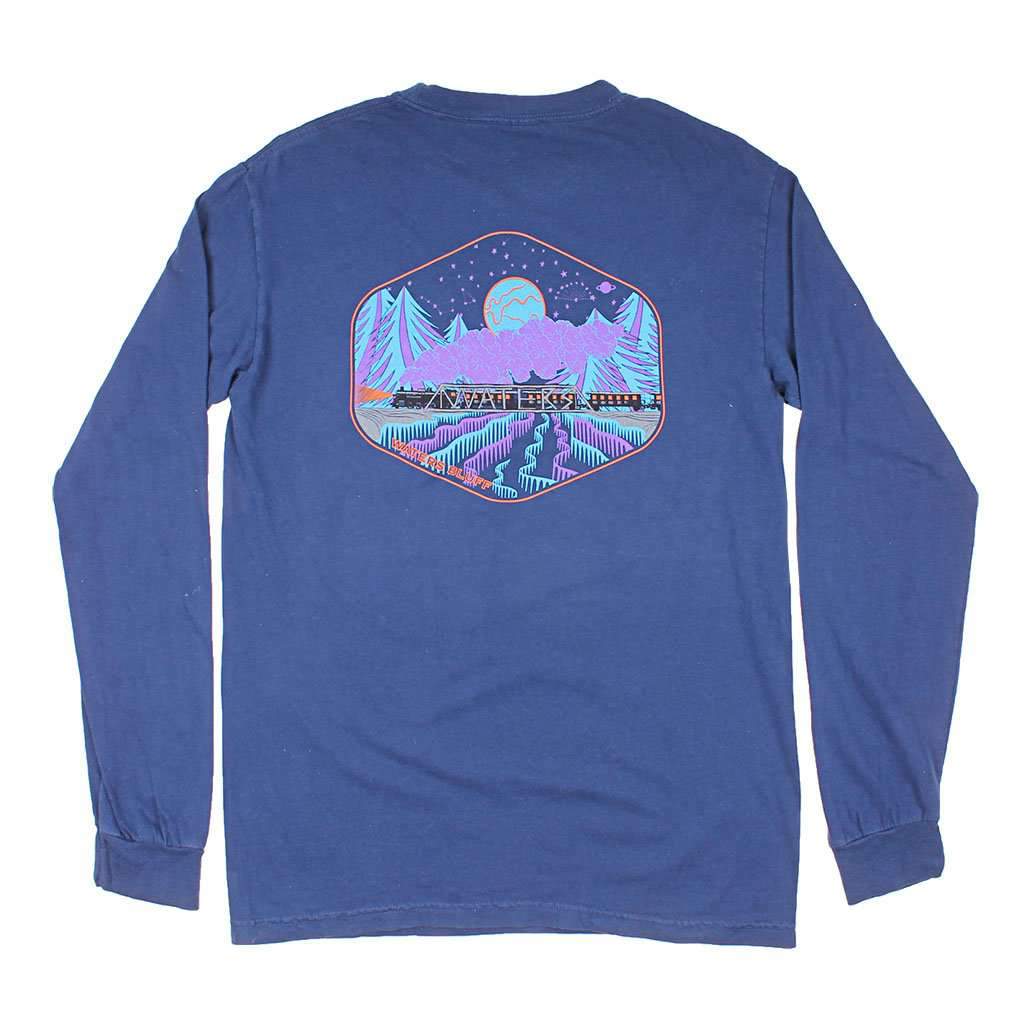 Night Train Long Sleeve Tee in Navy by Waters Bluff - Country Club Prep