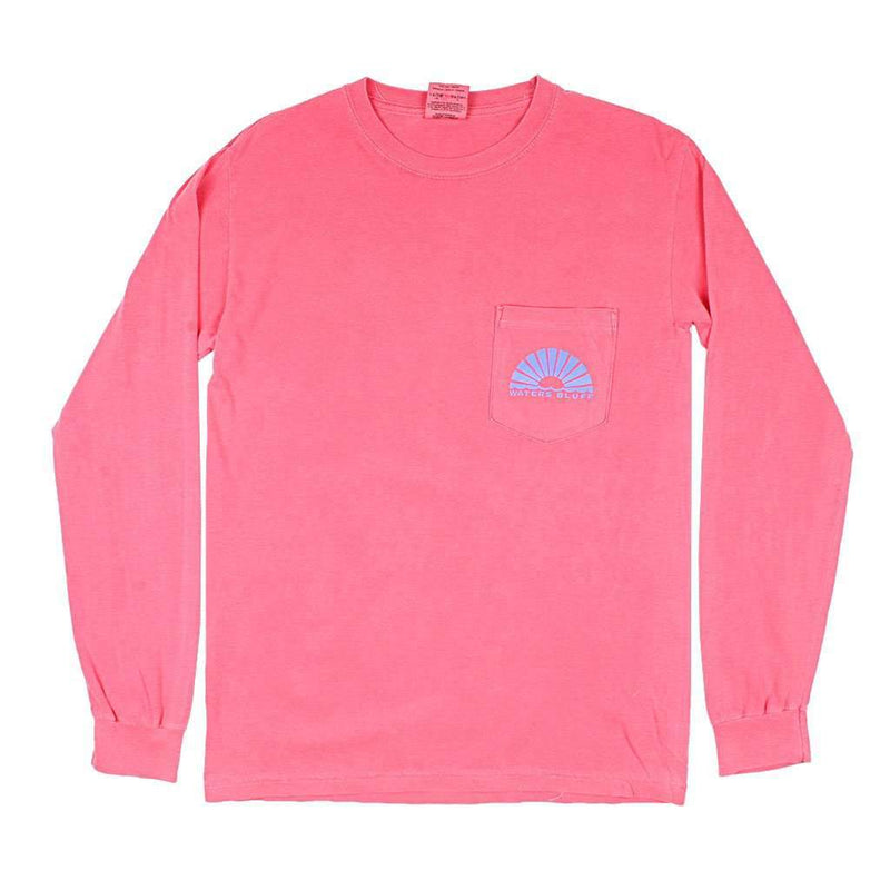 Lava Text Long Sleeve Tee in Light Red by Waters Bluff - Country Club Prep