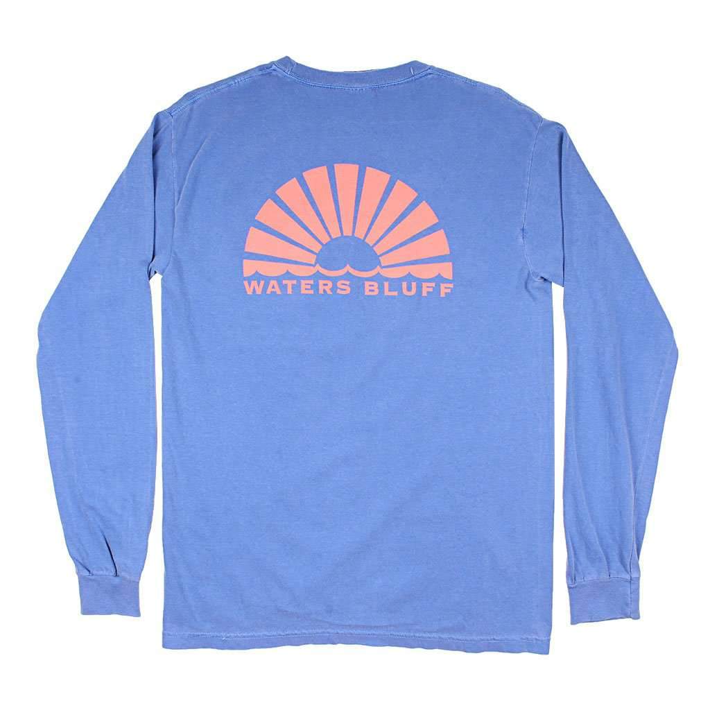 Logo Long Sleeve Tee in Flo Blue by Waters Bluff - Country Club Prep