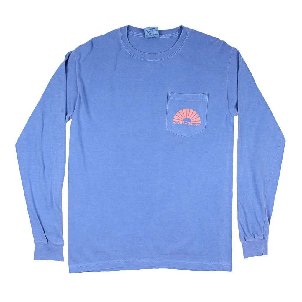 Logo Long Sleeve Tee in Flo Blue by Waters Bluff - Country Club Prep