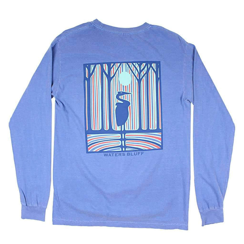 Flourescent Night Long Sleeve Tee in Flo Blue by Waters Bluff - Country Club Prep