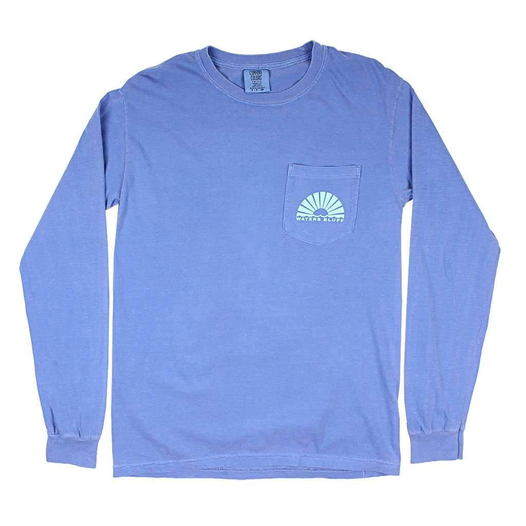 Flourescent Night Long Sleeve Tee in Flo Blue by Waters Bluff - Country Club Prep