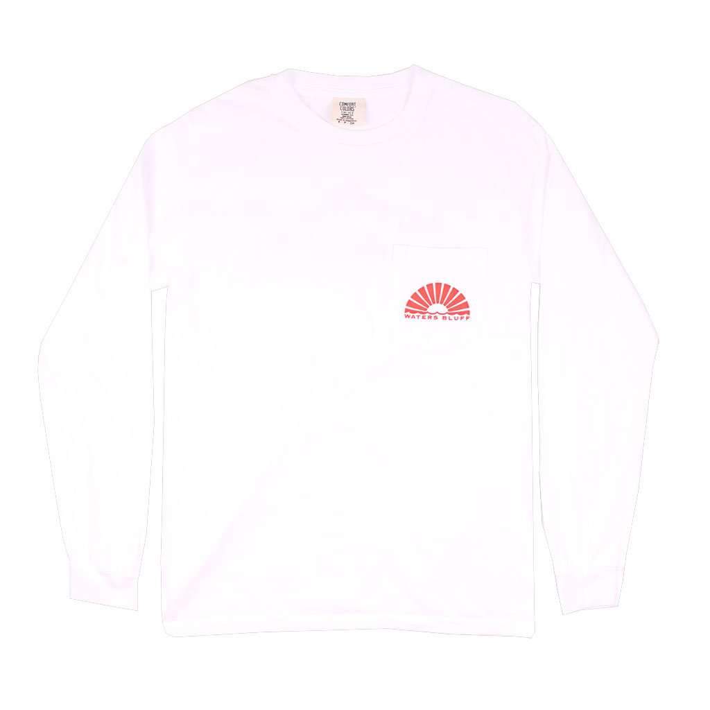 Wake n Bait Long Sleeve Tee in White by Waters Bluff - Country Club Prep