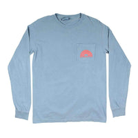 Wake N' Bait Long Sleeve Tee in Chill Blue by Waters Bluff - Country Club Prep