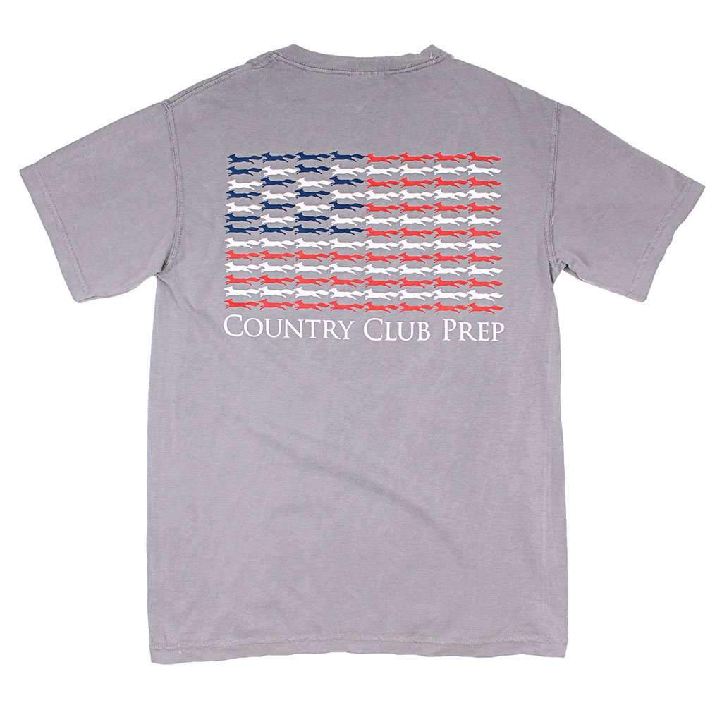 Longshanks Stars and Stripes Tee Shirt in Grey by Country Club Prep - Country Club Prep