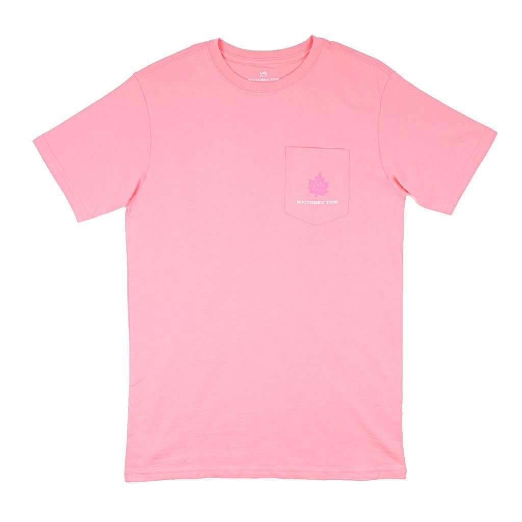 Women's Short Sleeve Fall Leaves Skipjack Tee in Light Coral by Southern Tide - Country Club Prep