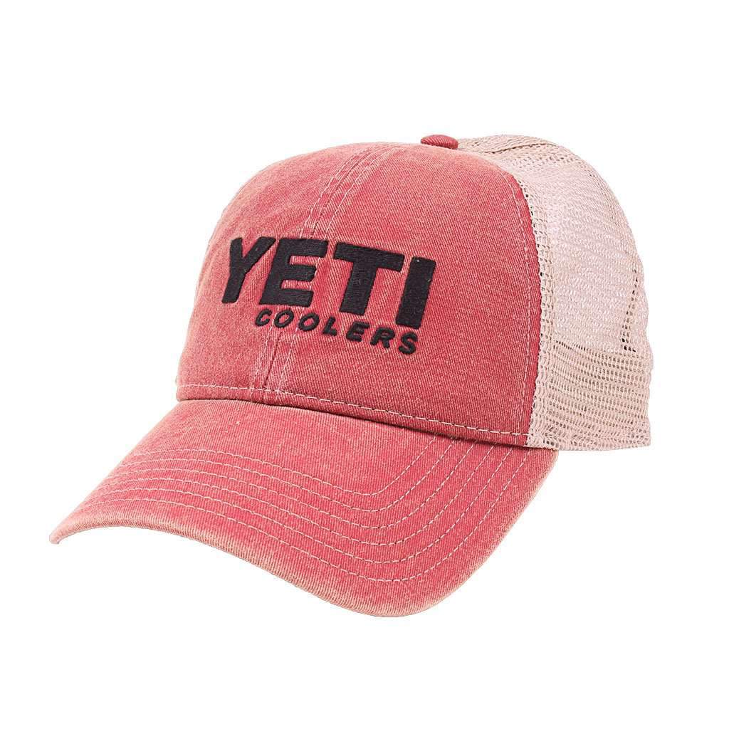 Washed Low Pro Trucker Hat in Red by YETI - Country Club Prep