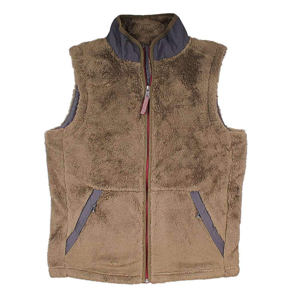 Luxe Double Plush Full Zip Vest in Olive by True Grit - Country Club Prep