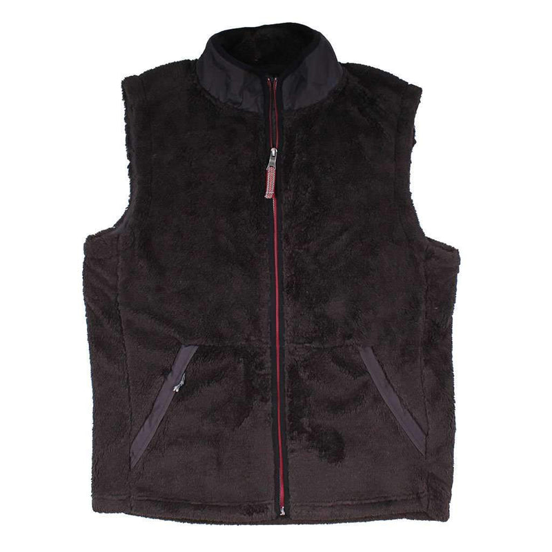 Luxe Double Plush Full Zip Vest in Vintage Black by True Grit - Country Club Prep