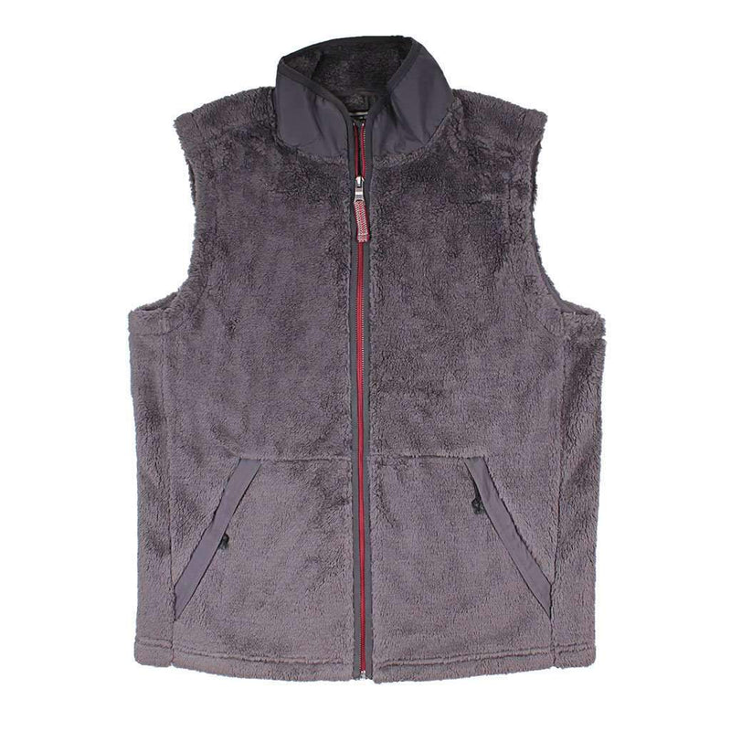 Luxe Double Plush Full Zip Vest in Charcoal by True Grit - Country Club Prep