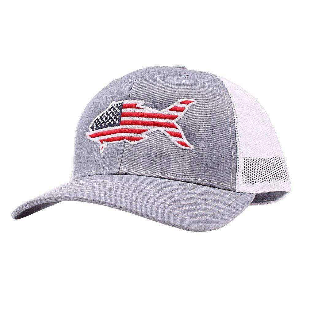 American Flag Snapper Hat in Grey by Southern Snap Co. - Country Club Prep