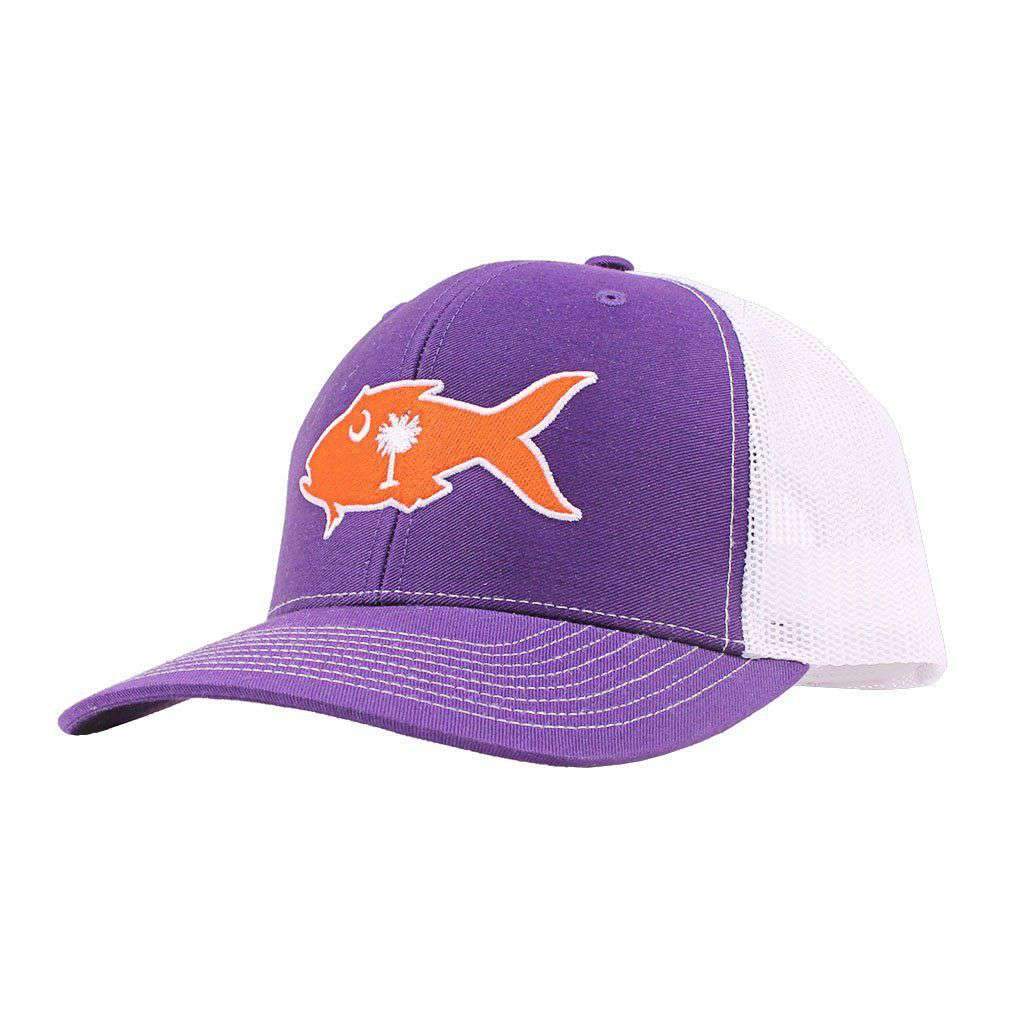 Clemson Gameday Snapper Trucker Hat in Purple & White by Southern Snap Co. - Country Club Prep