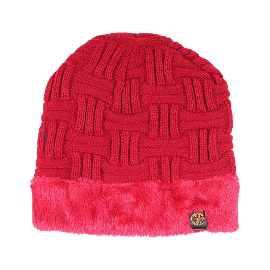 Sherpa Lined Beanie in Scarlet by Simply Southern - Country Club Prep