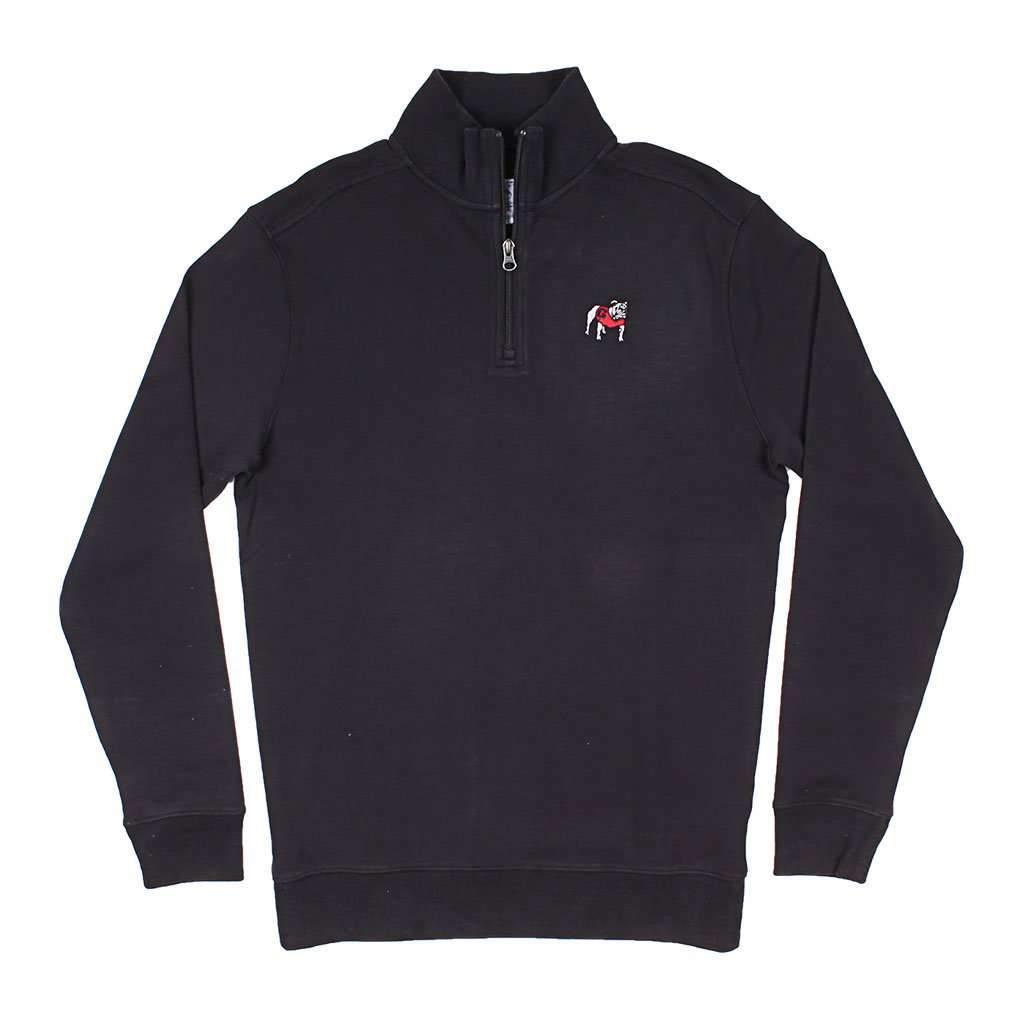 Georgia Bulldog 1/4 Zip Pullover in Black by Southern Tide - Country Club Prep