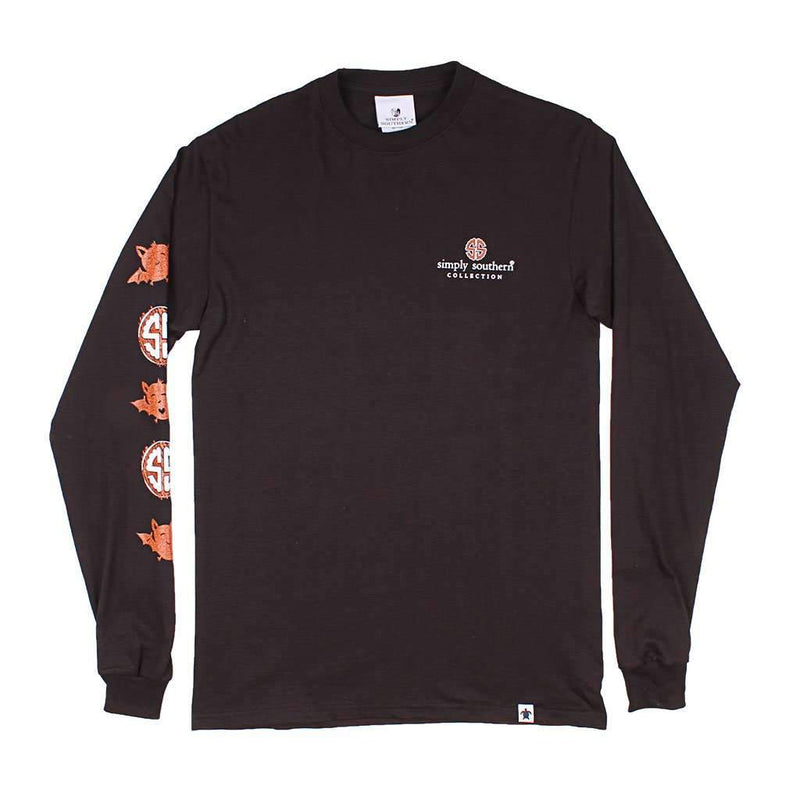 Long Sleeve Boo Tee in Black by Simply Southern - Country Club Prep