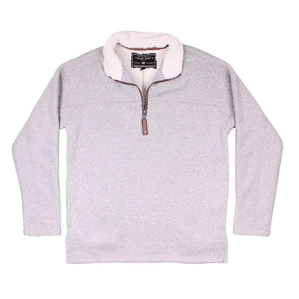 Varsity Fleece 1/4 Zip Pullover in Heather Grey by True Grit - Country Club Prep