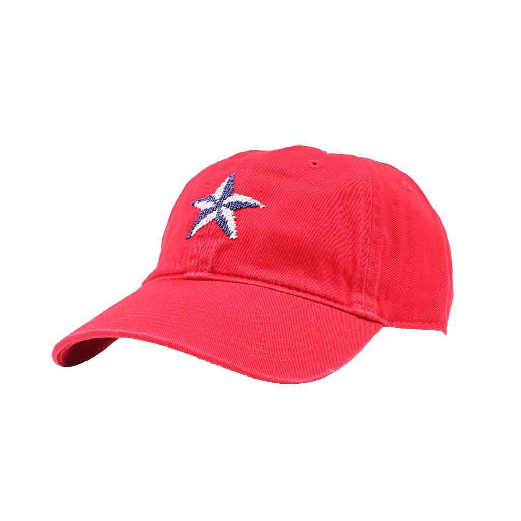Nautical Star Needlepoint Hat in Red by Smathers & Branson - Country Club Prep