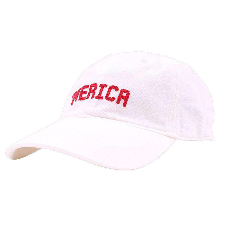 'Merica Needlepoint Hat in White by Smathers & Branson - Country Club Prep