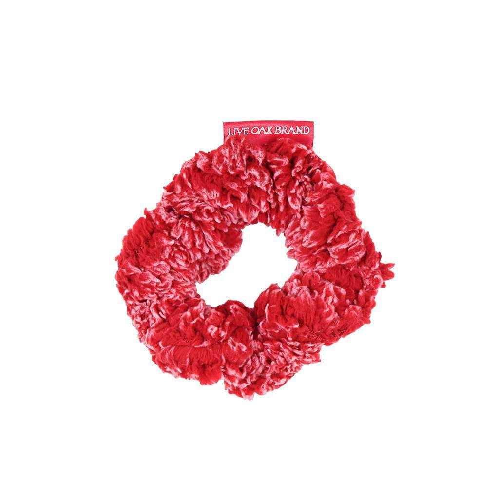 Fleece Scrunchie in Cranberry by Live Oak - Country Club Prep