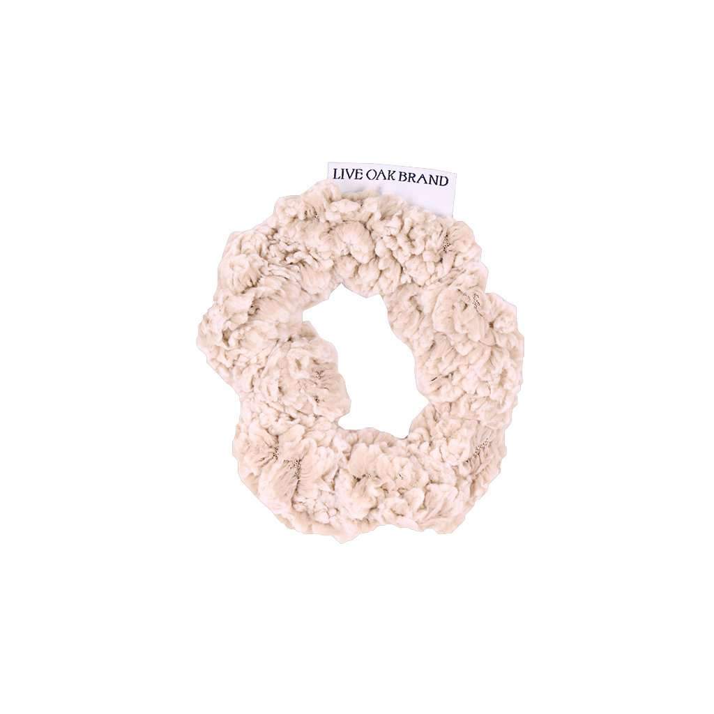 Fleece Scrunchie in Oatmeal by Live Oak - Country Club Prep