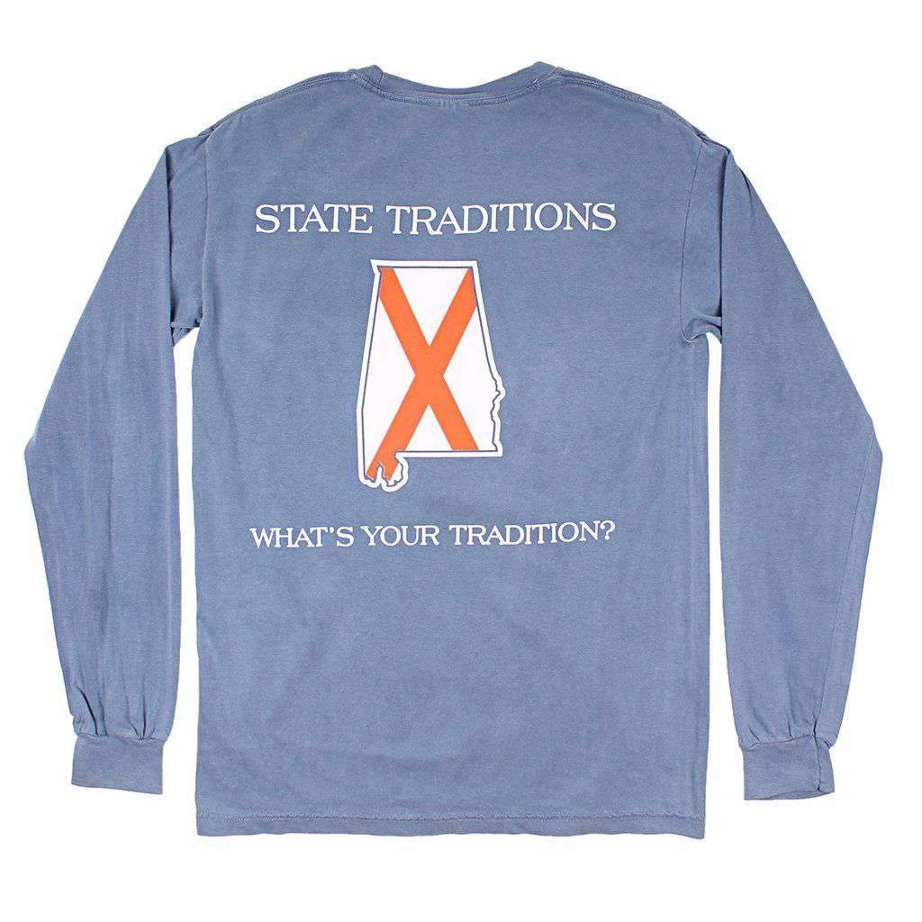 AL Auburn Traditional Long Sleeve T-Shirt in Blue by State Traditions - Country Club Prep