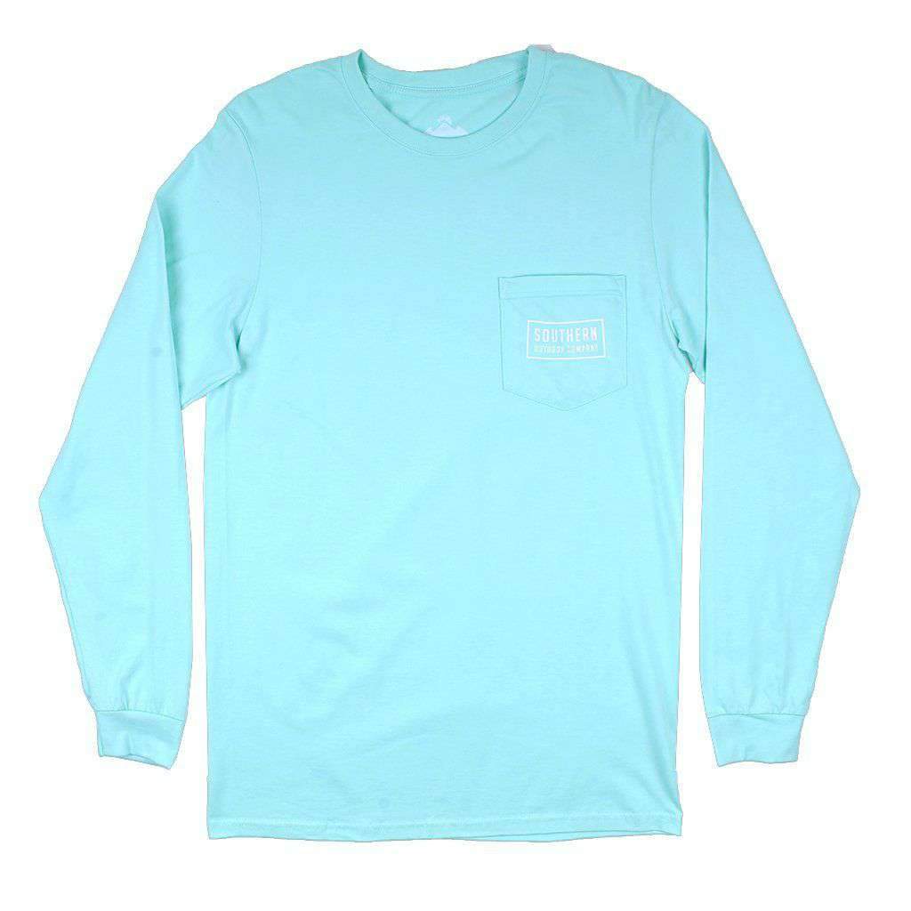 Classic Logo Long Sleeve Tee in Clearwater Blue by Southern Outdoor Co. - Country Club Prep