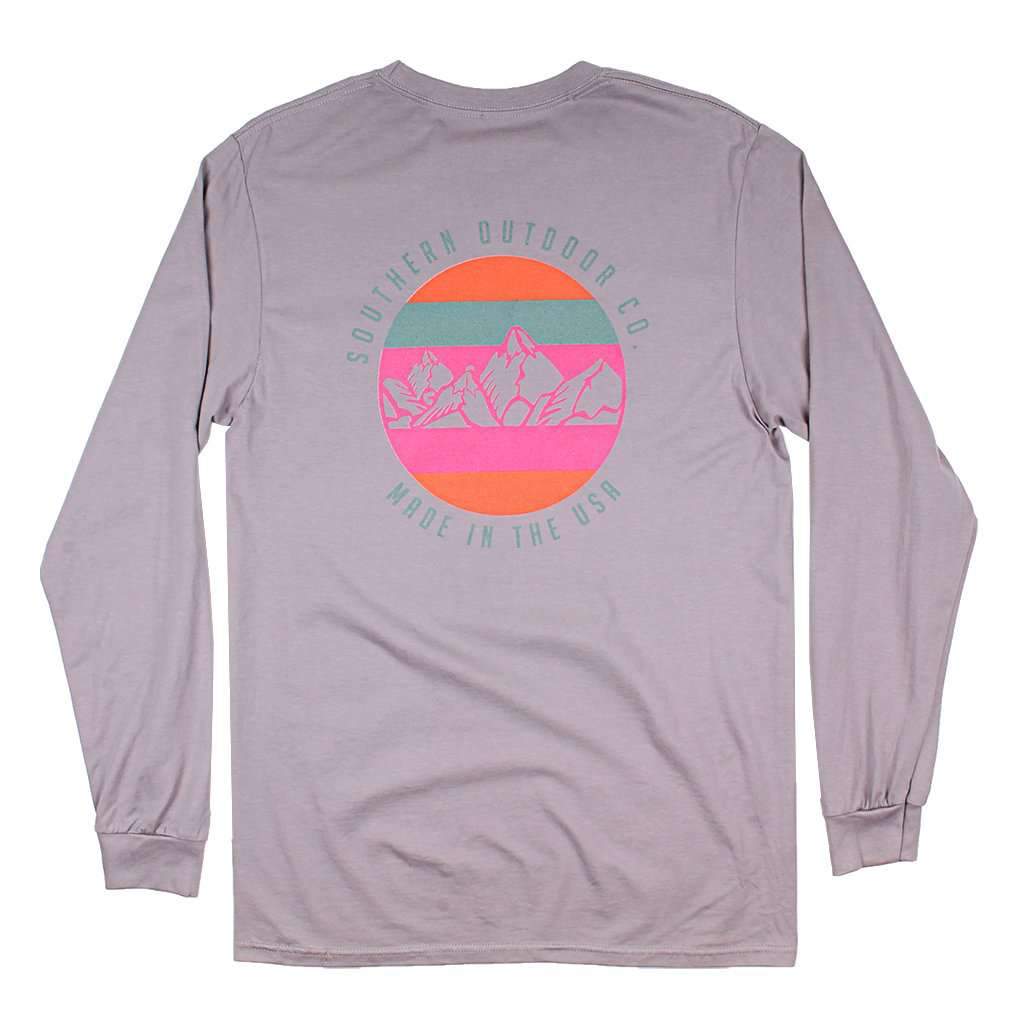 Mountain High Long Sleeve Tee in Hurricane Grey by Southern Outdoor Co. - Country Club Prep