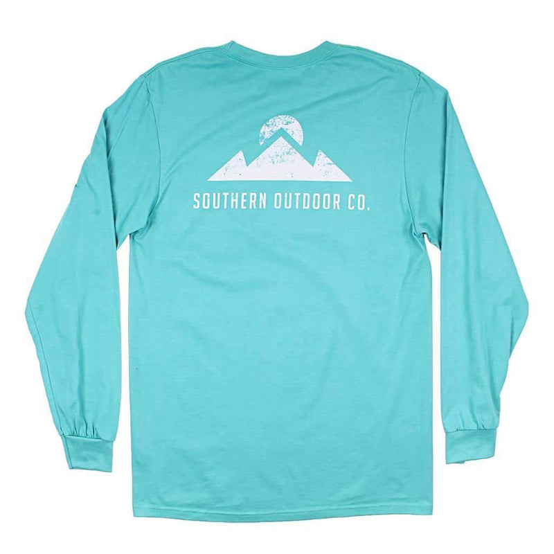Peak Logo Long Sleeve Tee in Outer Bank Teal by Southern Outdoor Co. - Country Club Prep