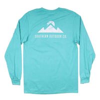 Peak Logo Long Sleeve Tee in Outer Bank Teal by Southern Outdoor Co. - Country Club Prep