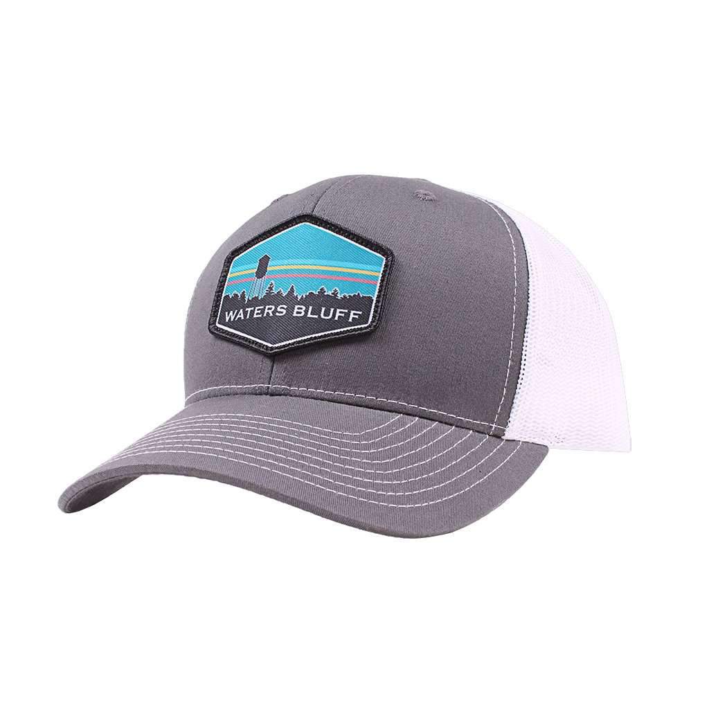 Midnight Tower Trucker Hat in Charcoal & White by Waters Bluff - Country Club Prep