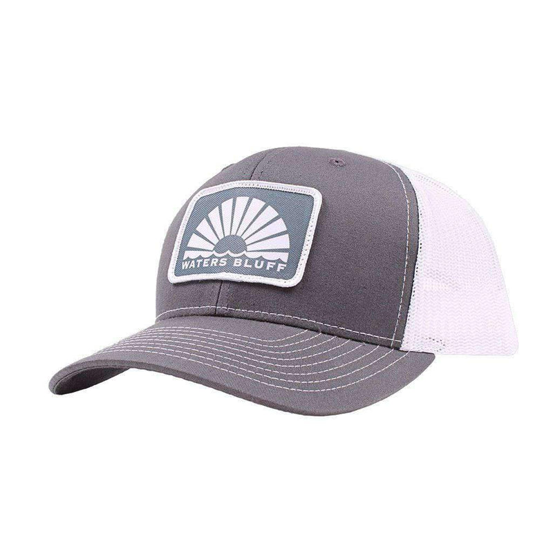 Boxy Logo Trucker Hat in Charcoal & White by Waters Bluff - Country Club Prep