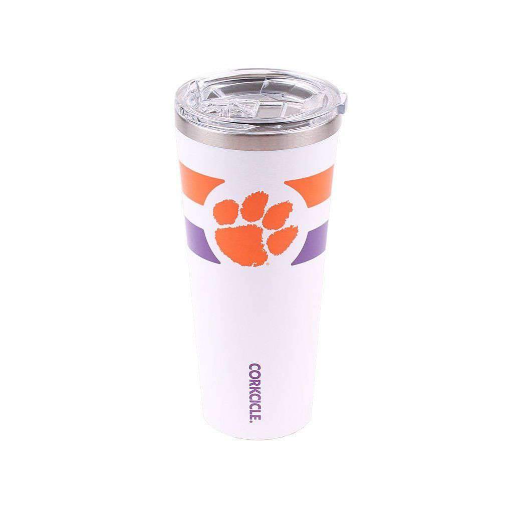 Clemson Logo 24oz Tumbler in Gloss White by Corkcicle - Country Club Prep