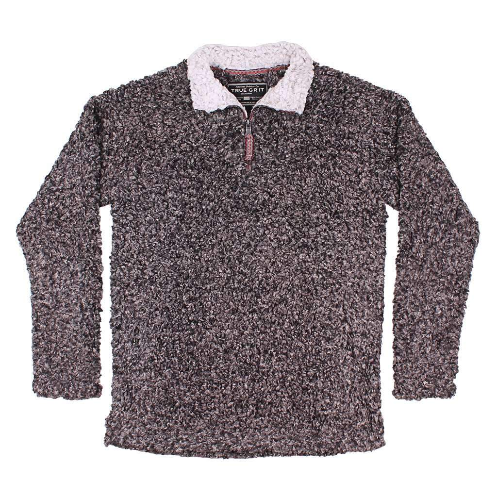 Softest Tip Shearling 1/4 Zip Pullover in Charcoal by True Grit - Country Club Prep